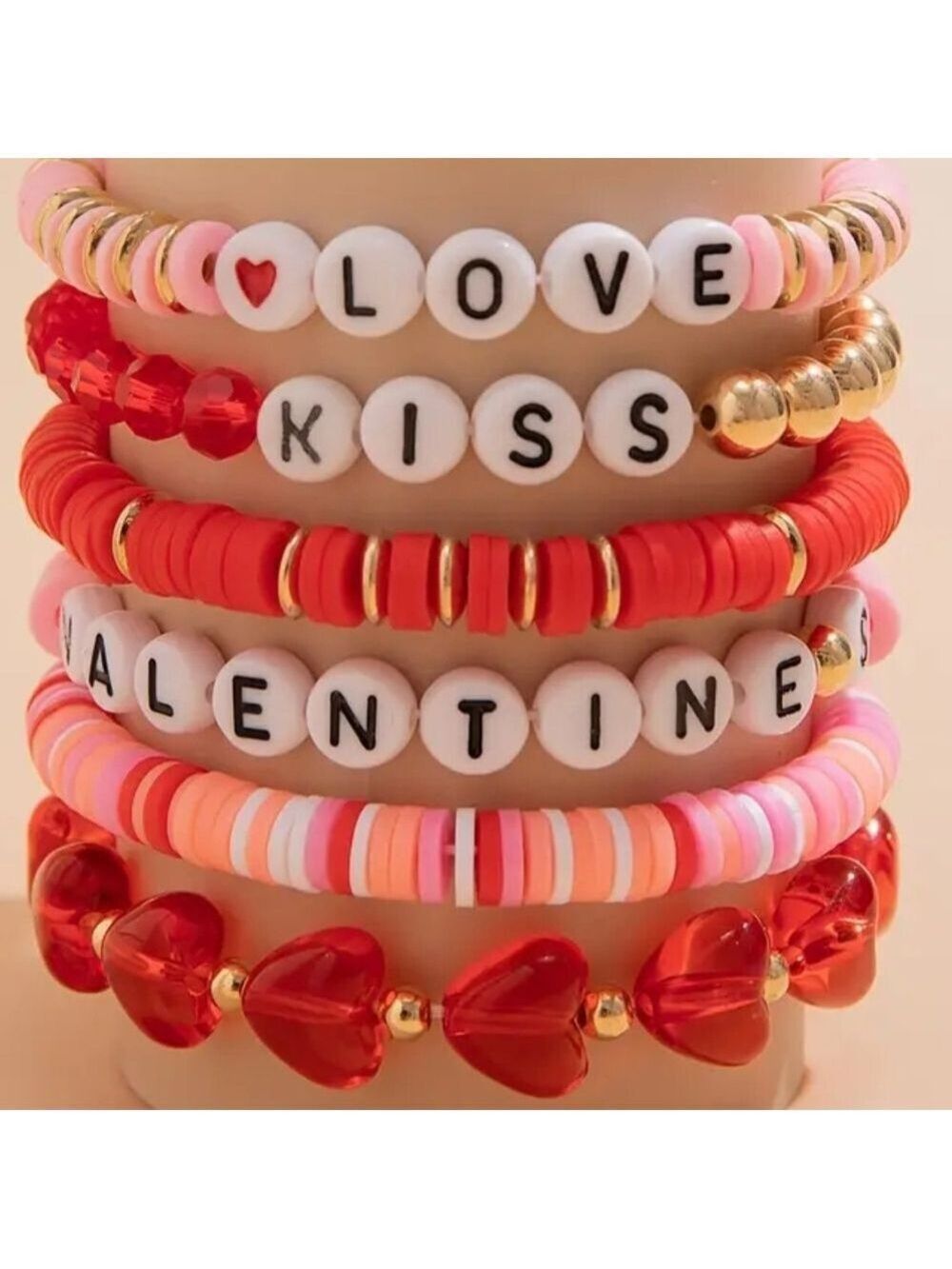 Colorful Valentine's Beaded Bracelets - Picture 1 of 3